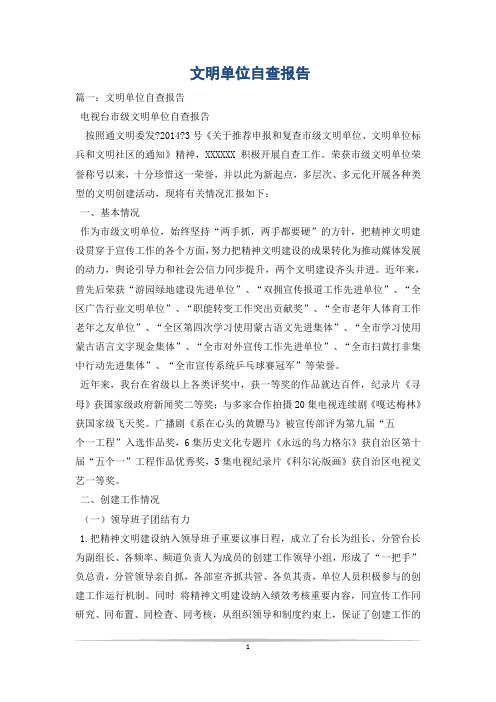 文明单位自查报告