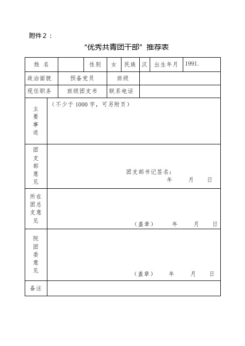 优秀学生干部推荐表及主要事迹