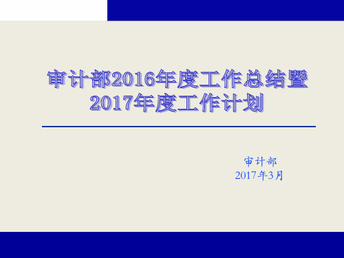 审计部2016年度工作总结暨2017年度工作计划