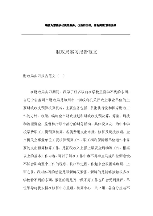 财政局实习报告范文