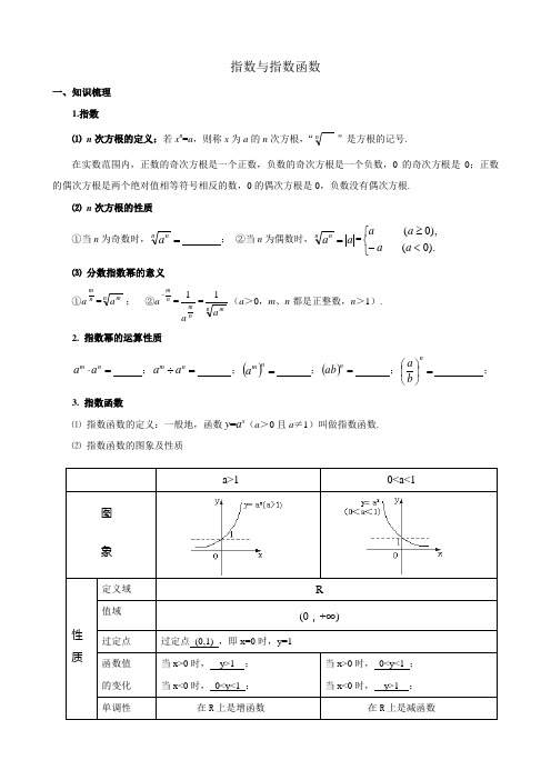 高三数学复习专题指数与指数函数