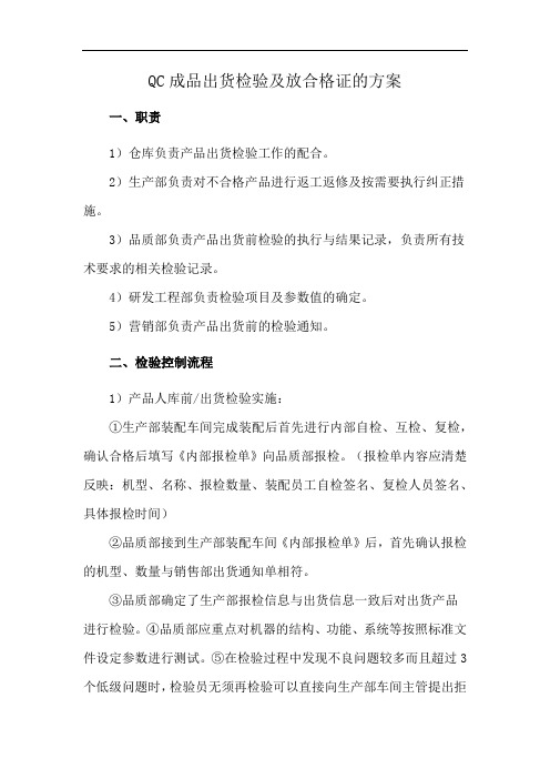 QC成品出货检验及放合格证的方案