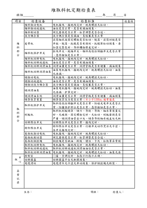 堆取料机定期检查表