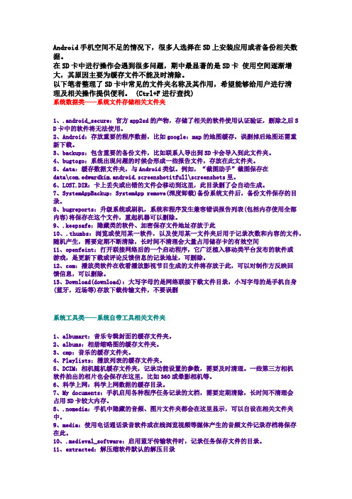 三星 Android手机 Galaxy S4 存储卡中各种文件夹用处