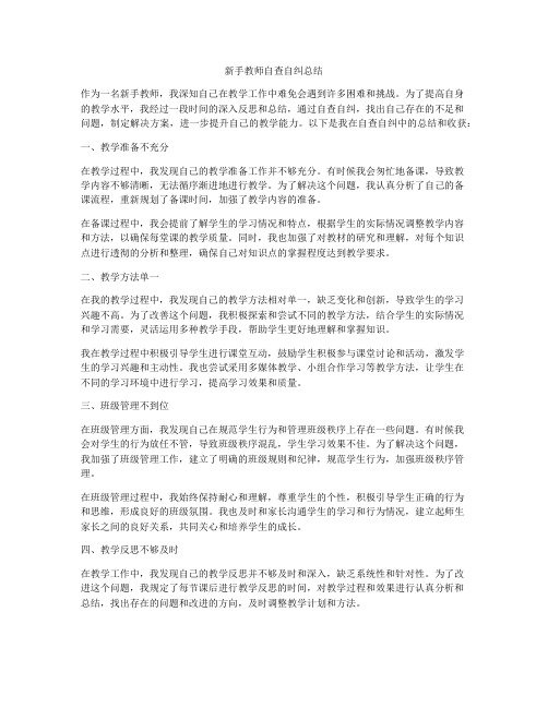 新手教师自查自纠总结