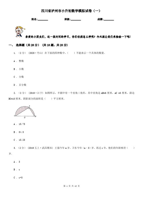 四川省泸州市小升初数学模拟试卷(一)