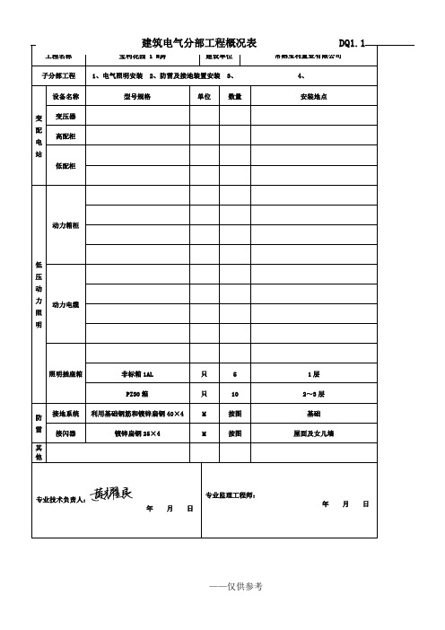 DQ电气分部全套资料word版