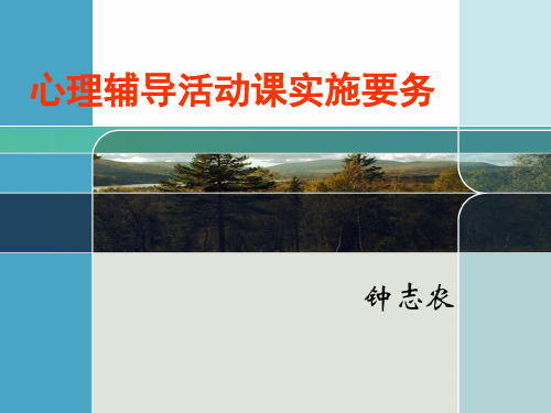 钟志农老师2011心理辅导活动课实施要务