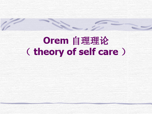 Orem 自理理论(self care theory)