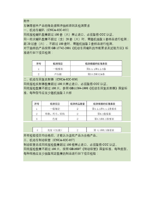 车辆零部件产品特殊处理程序抽样原则及检测要求.