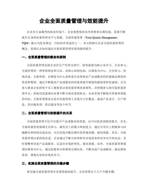 企业全面质量管理与效能提升