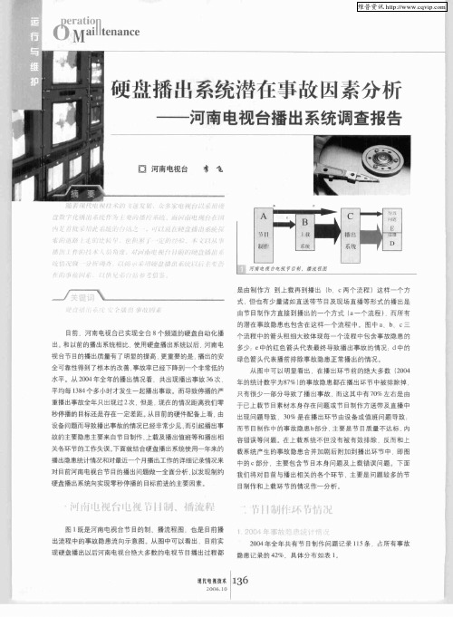 硬盘播出系统潜在事故因素分析——河南电视台播出系统调查报告
