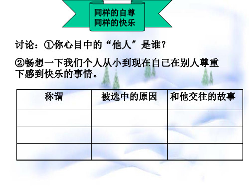 尊重他人是我的需要2初中政治课件