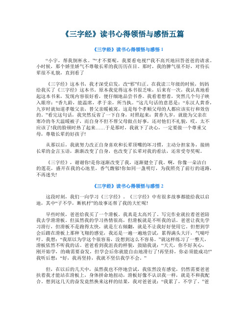 《三字经》读书心得领悟与感悟五篇