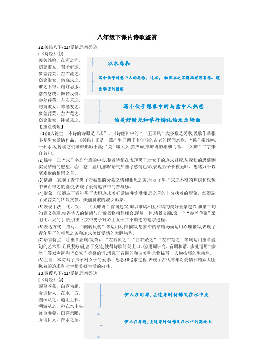 八年级下课内诗歌鉴赏重难点—江苏省南通市2021年中考语文专题复习