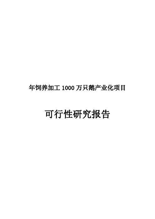 年饲养加工1000万只鹅产业化项目可行性研究报告