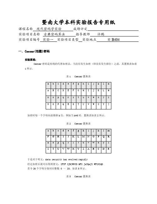 JNU现代密码学实验1