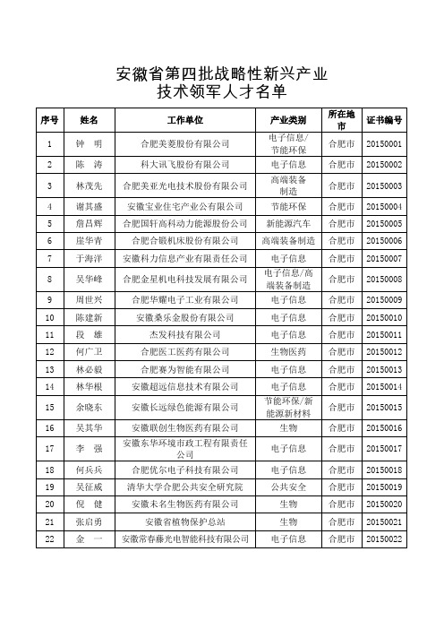 安徽省第四战略性新兴产业