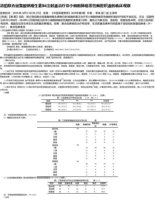 洛铂联合斑蝥酸钠维生素B6注射液治疗非小细胞肺癌恶性胸腔积液的