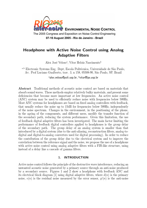 Headphone with Active Noise Control using Analog Adaptive Filters