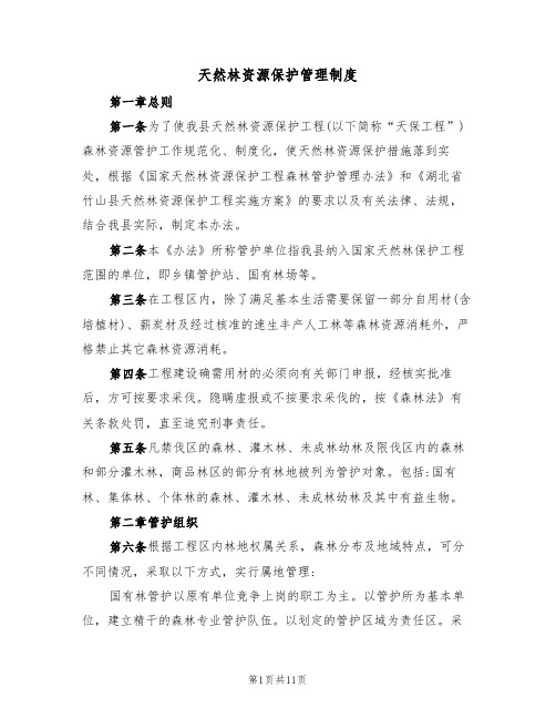天然林资源保护管理制度(5篇)
