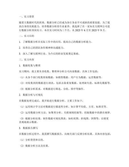 数据分析顶岗实习报告