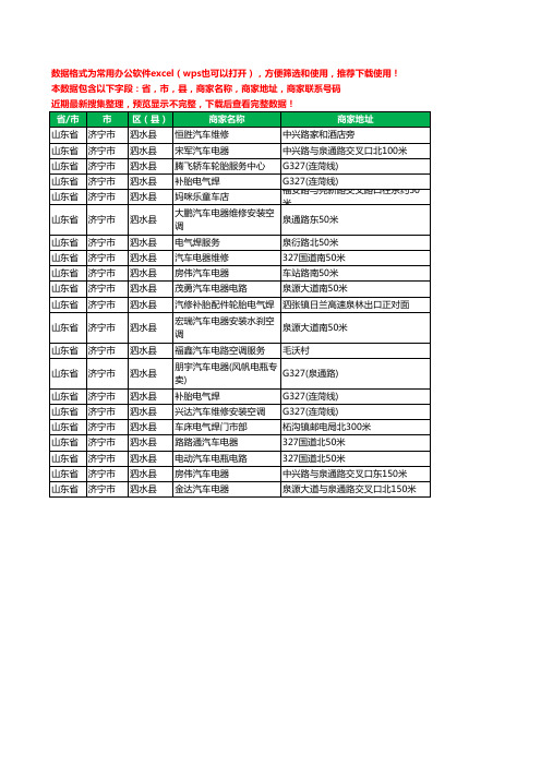 2020新版山东省济宁市泗水县汽车电器工商企业公司商家名录名单联系电话号码地址大全21家