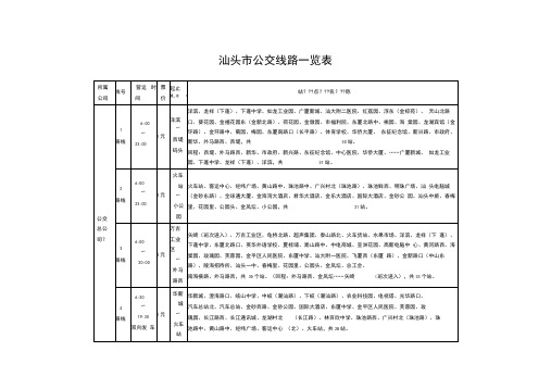 汕头市公交线路一览表