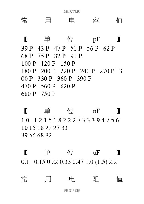 常用电容值之欧阳家百创编