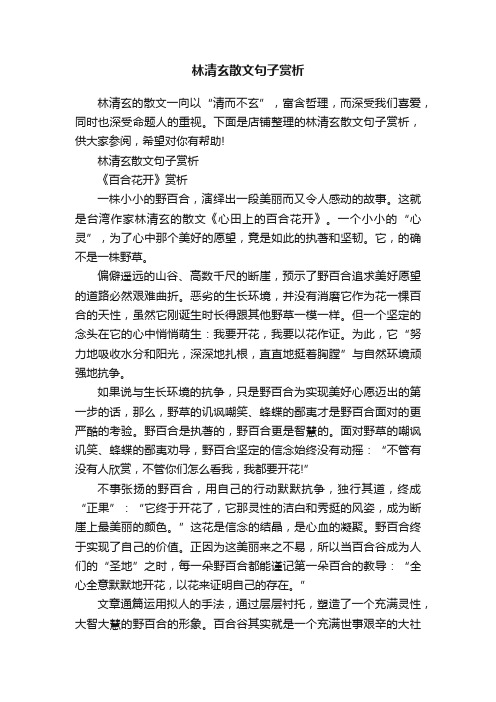 林清玄散文句子赏析