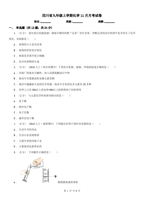 四川省九年级上学期化学11月月考试卷