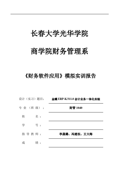 《财务软件应用》课程设计报告模板