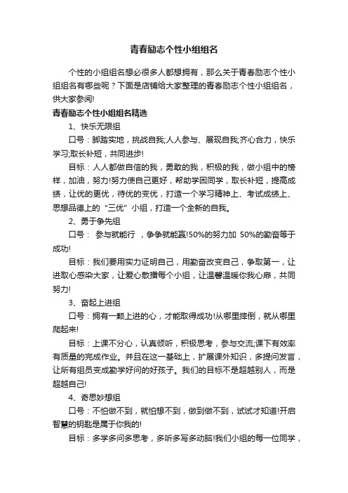 青春励志个性小组组名