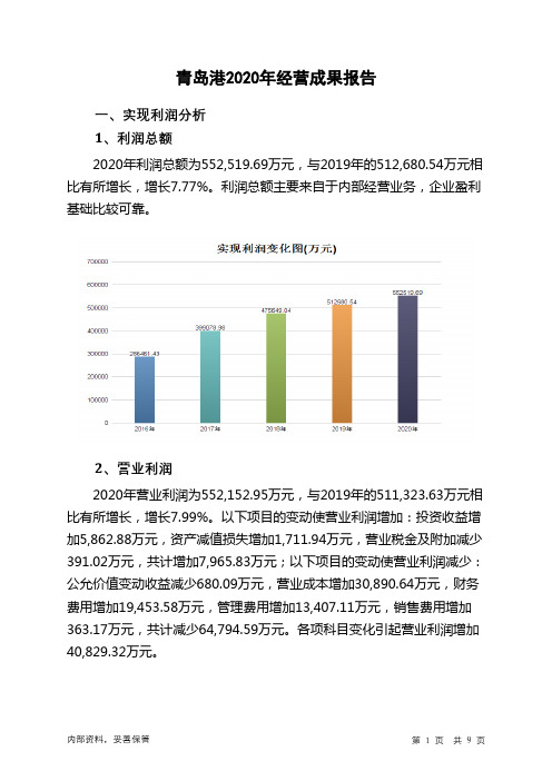 青岛港2020年经营成果报告