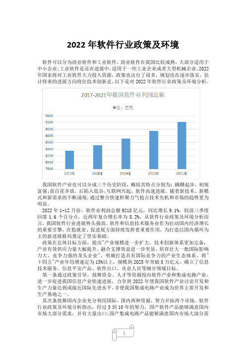 2022年软件行业政策及环境