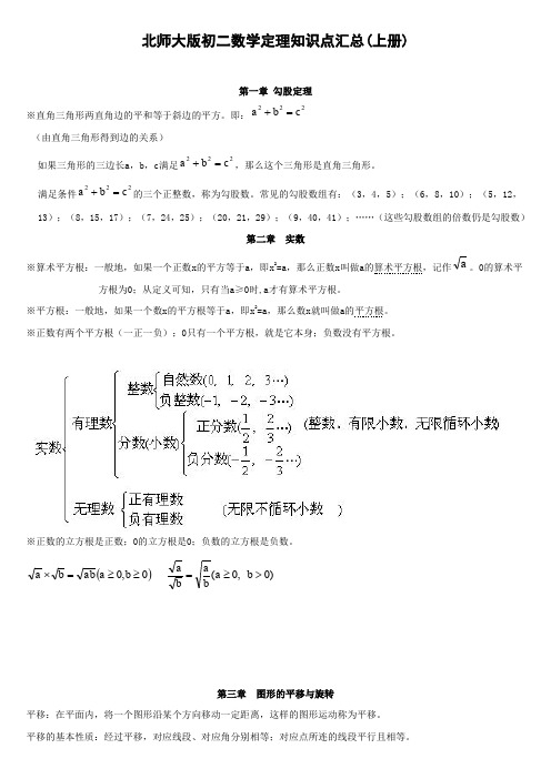 北师大版初二数学知识点梳理