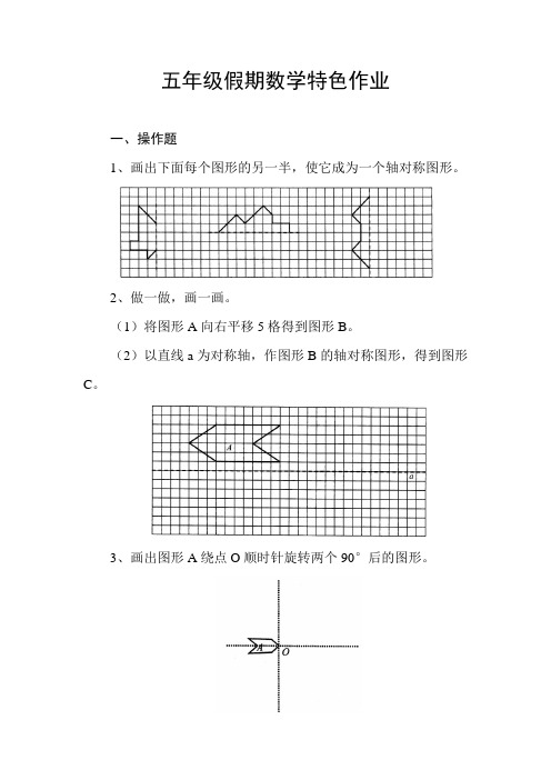 五年级假期数学特色作业