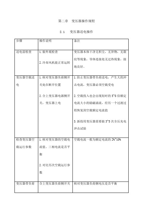 变压器停、送电操作流程