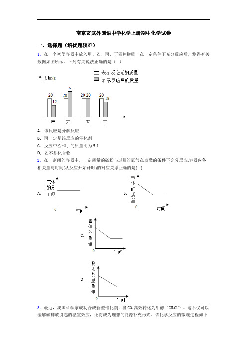 南京玄武外国语中学初三化学上册期中初三化学试卷