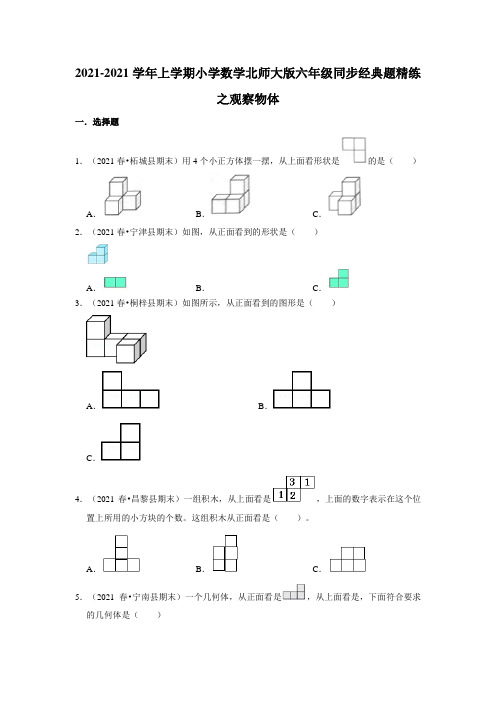 北师大版六年级上同步经典精练之观察物体含解析