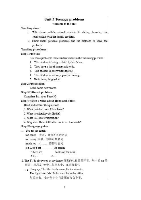 9A Unit 3 Teenage problems 教案