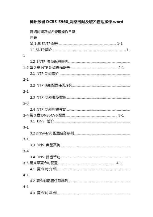 神州数码DCRS-5960_网络时间及域名管理操作.word