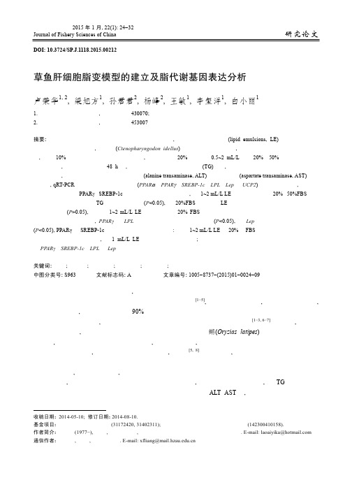 草鱼肝细胞脂变模型的建立及脂代谢基因表达分析