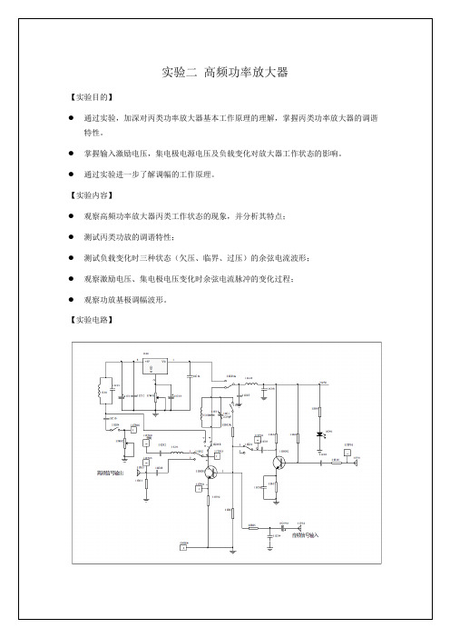 实验二 高频功率放大器