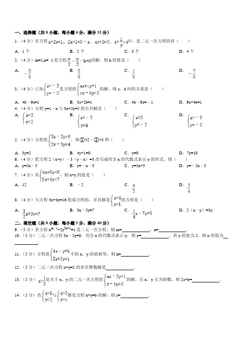 二元一次方程组试卷