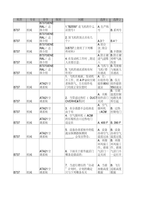 航空飞机维修涨级考试空客波音各种机型题库