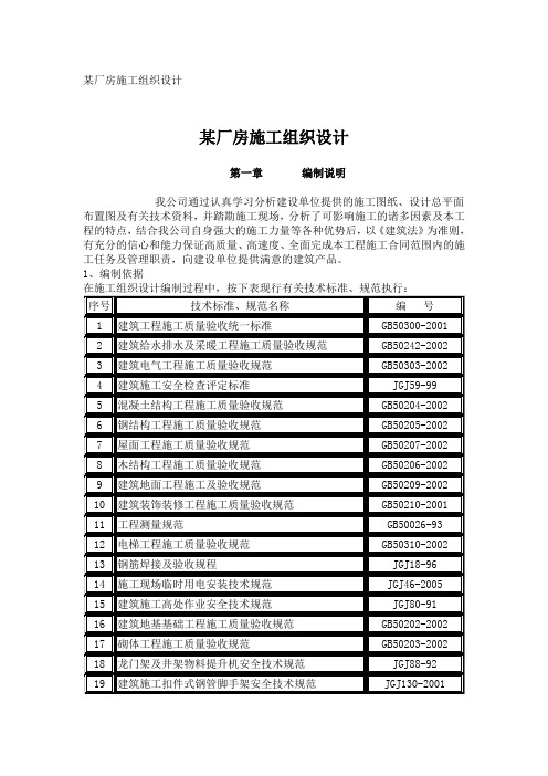 某某厂房施工组织设计