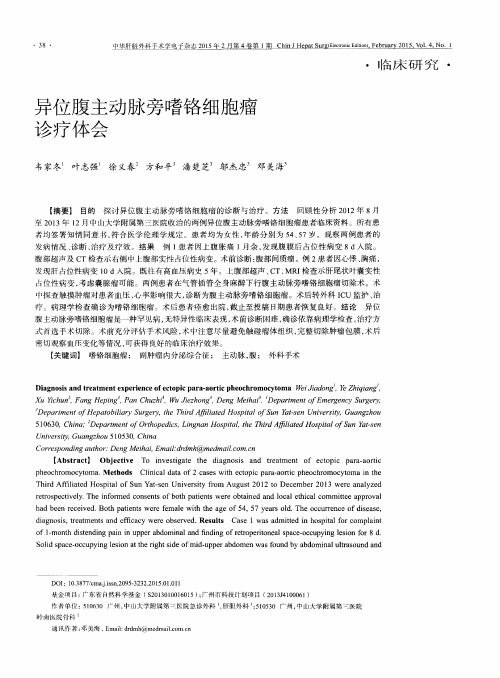 异位腹主动脉旁嗜铬细胞瘤诊疗体会