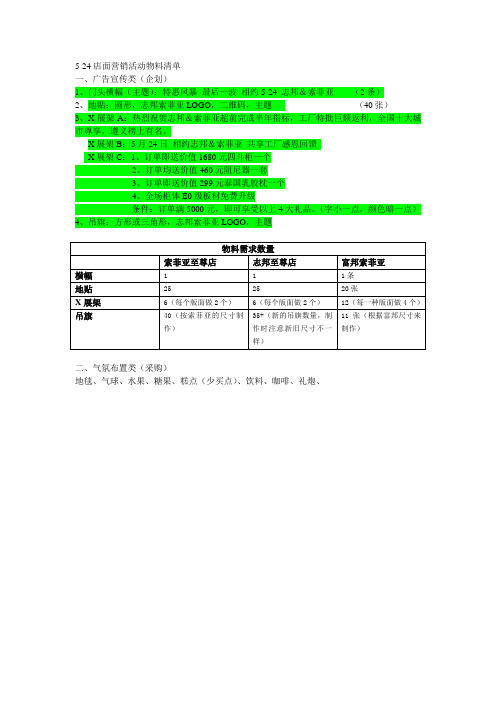 5-24活动物料清单