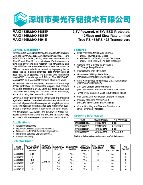MEMORY存储芯片MAX3485EESA中文规格书